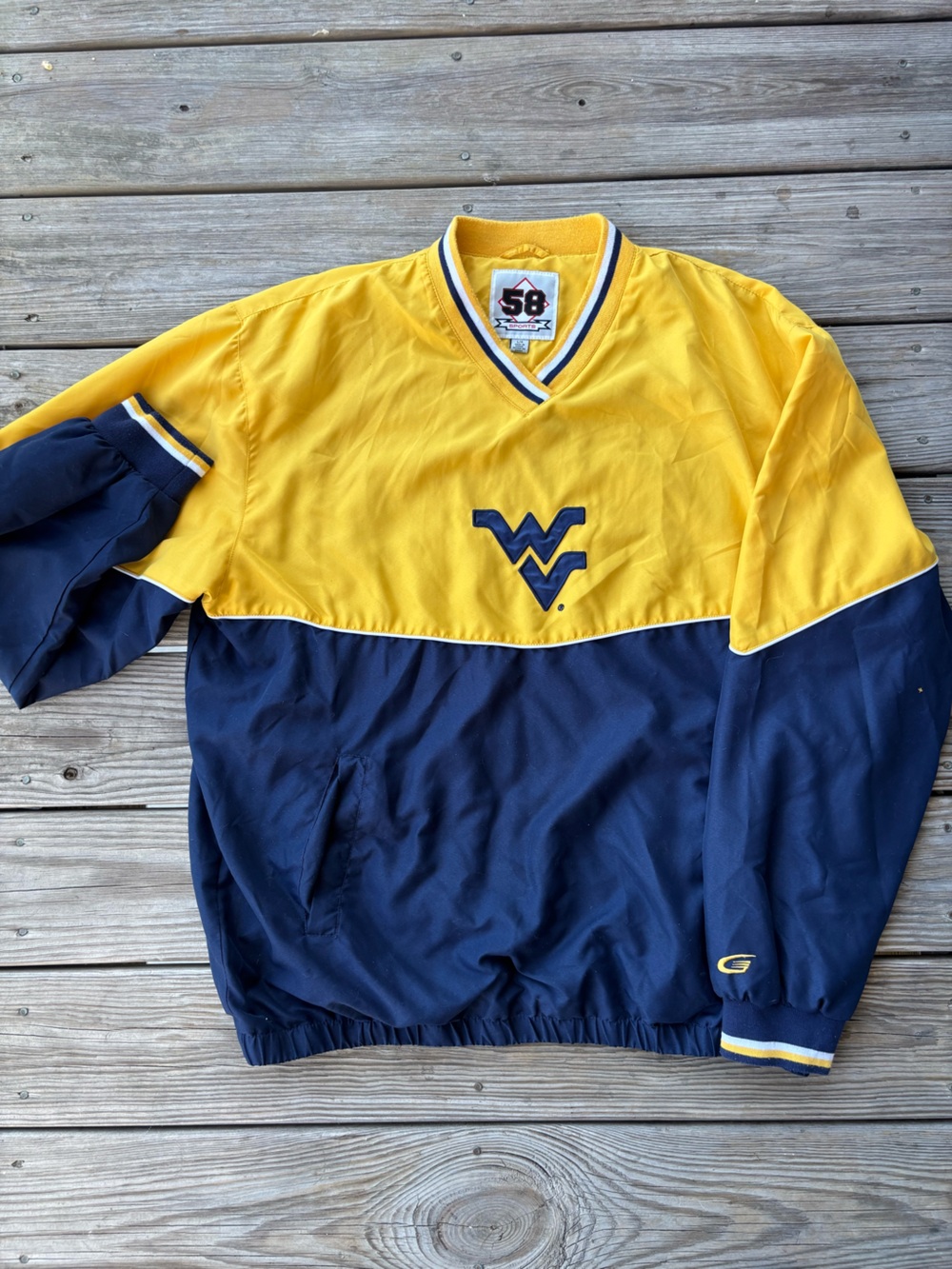 Vintage Y2K Old Gold N Blue West Virginia University Pullover Jacket
